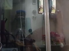 Toying with my donk in the douche stall