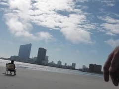 Hairy Bear Jerks Off on a Public Beach - Big Cum Shot34ff