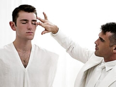 Obedient Mormon Elder Ingles bottoms for his new daddy