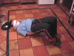 BG Cop bound gagged and blindfolded in the kitchen