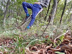 18 years old naughty boy jerks off on a tree