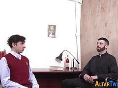 Gay twink riding priests dick raw