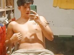 Asia Gay Teen Wanking,. Moan and Tast His Own Cum