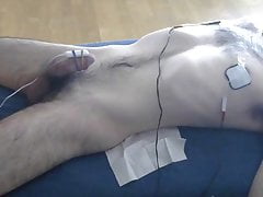 Male tied, edged with vibrator and nipple estim