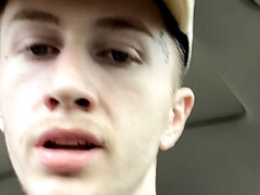 Stroking my soft uncut cock in the car