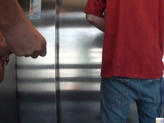 Brian Banks blows a huge load without leaving the elevator