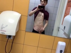 Big Cock Boy Jerkin Off In The Toilet Solo Cum