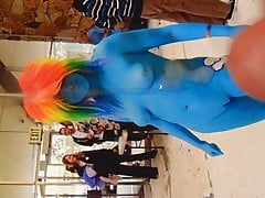 Cum tribute to bodypaint cosplayer