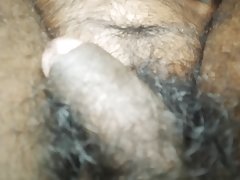 Indian boy fingering his ass with vigetabl and his black cock cum outside