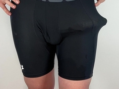 Immense beef whistle arms-free-for-all rectal vibro jizz shot in cock-squeezing trousers