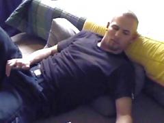 Firefighter takes an afternoon break to pleasure his stiff member