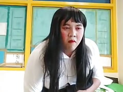 Ploy Thailcrossdress with dildo