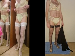 Fellow dressed in glorious underwear and pops on it