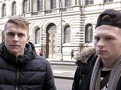 Two European twinks worship the same D in POV