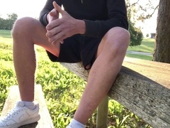 Gay exhibitionist, gay guy cumming, public handjob