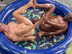Multiracial Sans a condom 79 Lube Grappling