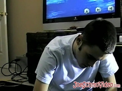 Young amateur teases with his big dick and masturbates solo