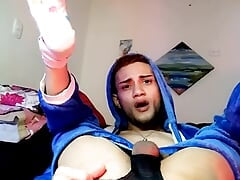 Young man fingers until he opens his huge hole