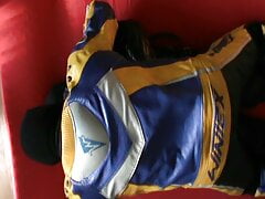 The biker on the straitjacketed slave