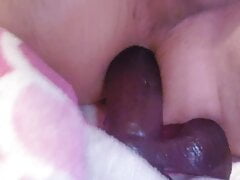 Taking huge dildo like good little sissy