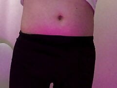 skinny latin tgirl jerks off in camera in thigh high socks