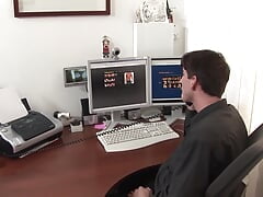 Hot sexy office man calls gay slut for anal sex