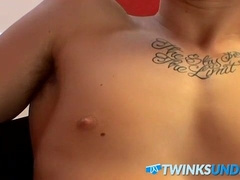 Young Joey Steels rubs his dick over his sexy undies