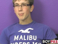 Jockstrap glasses twink Tommie Reed hot solo masturbation