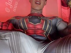 Stroking My Massive Cock In Super Hero Costumes Before Shooting A Huge Load