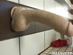 Manuel Deboxer stuffs big dildo in his ass while jerking off