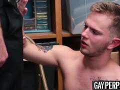 Inked Shoplifter Cums Hard While Being Fucked Raw And Deep