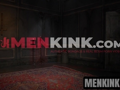 Blindfolded Pierce Paris howls as Sebastian Keys torments his body