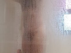 The amateur bear showers and fries his hairy body