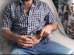 Hairy Guy Jerks to Cum