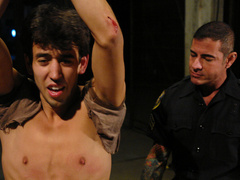 The policeman caught the thief and gave him a lesson