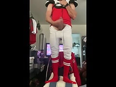 Football Stud Jockdad87 Shoots a Big Load of Cum in His Gear