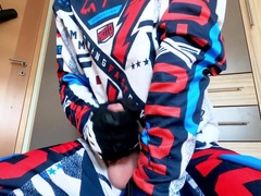 Blondie Stud Jack off in Fox MX Gear and Jizm on Fox Footwear