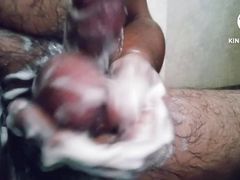 Old men bathroom hand his big dick