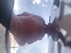 Solo sissy dildo ass to mouth with deepthroat gagging