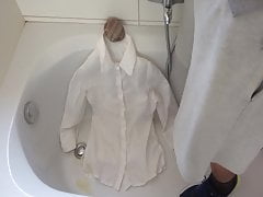 piss on white blouse