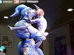 (No tongue sound ) thick DRAGON AND tiny BUNNY GAY Furry 3 dimensional Animacion