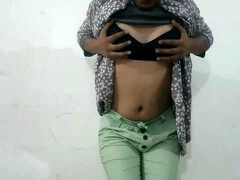 Lingerie, young crossdresser, play with