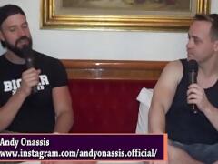 Sexy guys are giving a bedroom interview