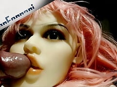 blowjob and cumshot on sex doll head