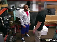 Fat black straight dudes swapping two hard cock in his hungry mouth