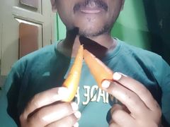 Fucking with toys veg carrot and oiled