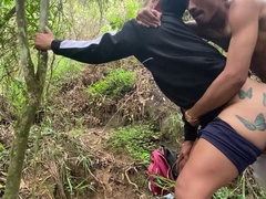 Plowing my mate frantically in the middle of the mountain