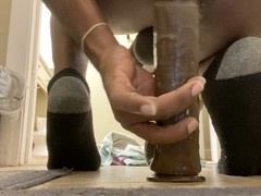 Ebony solo anal stroking