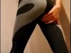 cute sissy in leggings with a bulge 11