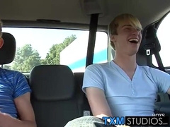 Splendid Lad Josh Hancock Surprise Threeway At The Back Seat